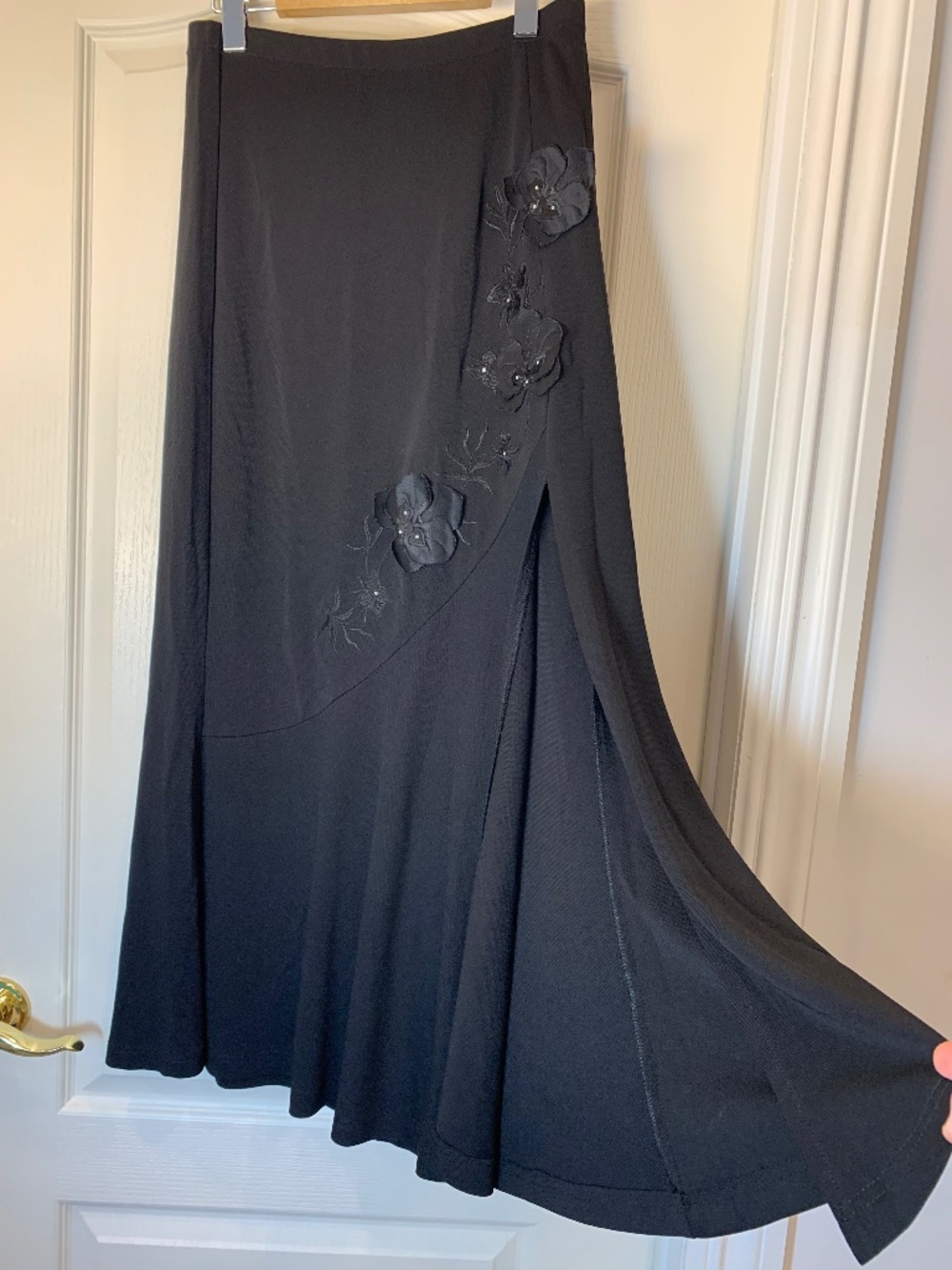 Joseph Ribkoff Black Floral Appliqué‎ Long Skirt Wedding Guest Elegant Occasion